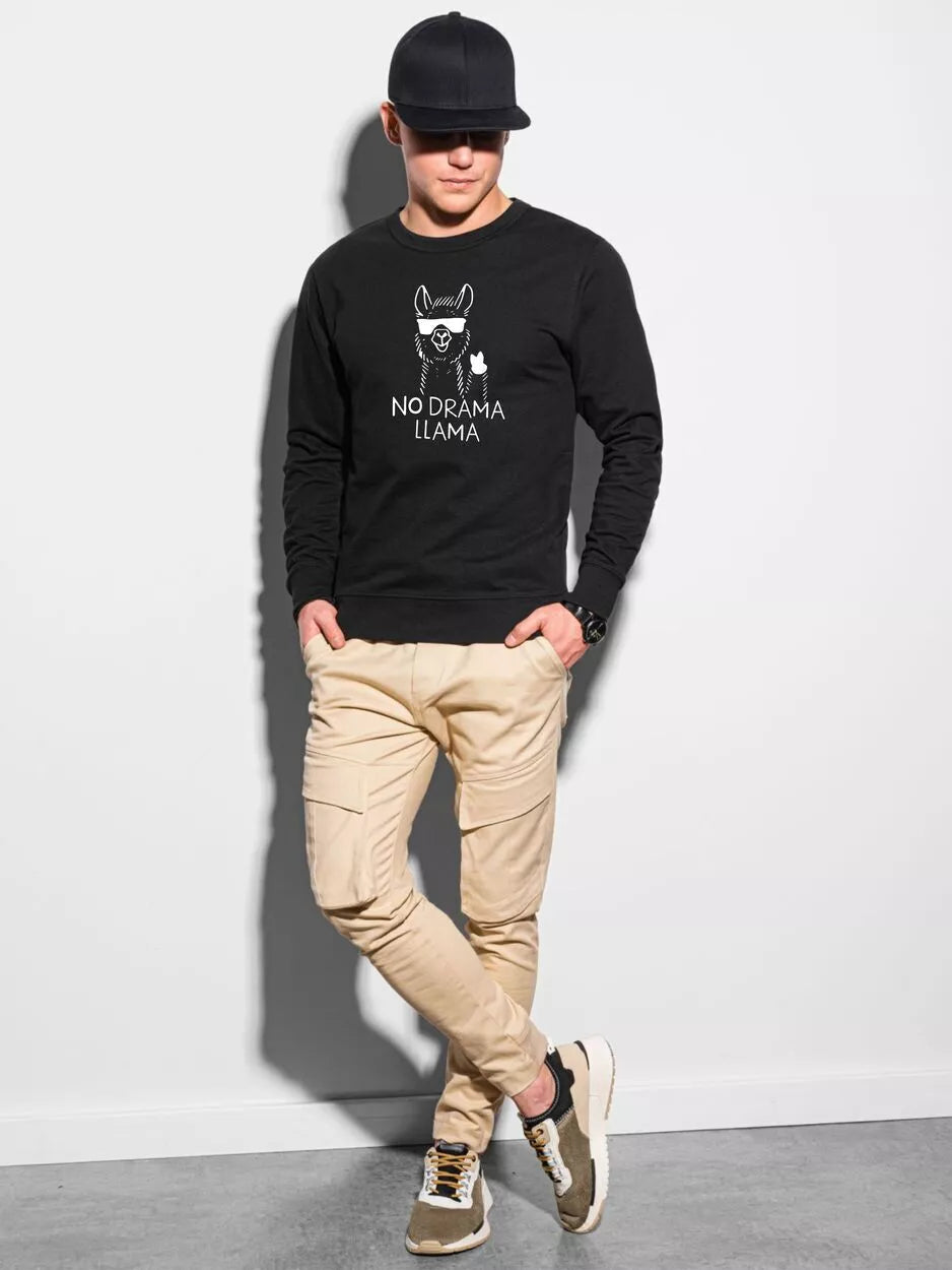 Juodos spalvos džemperis No drama Llama