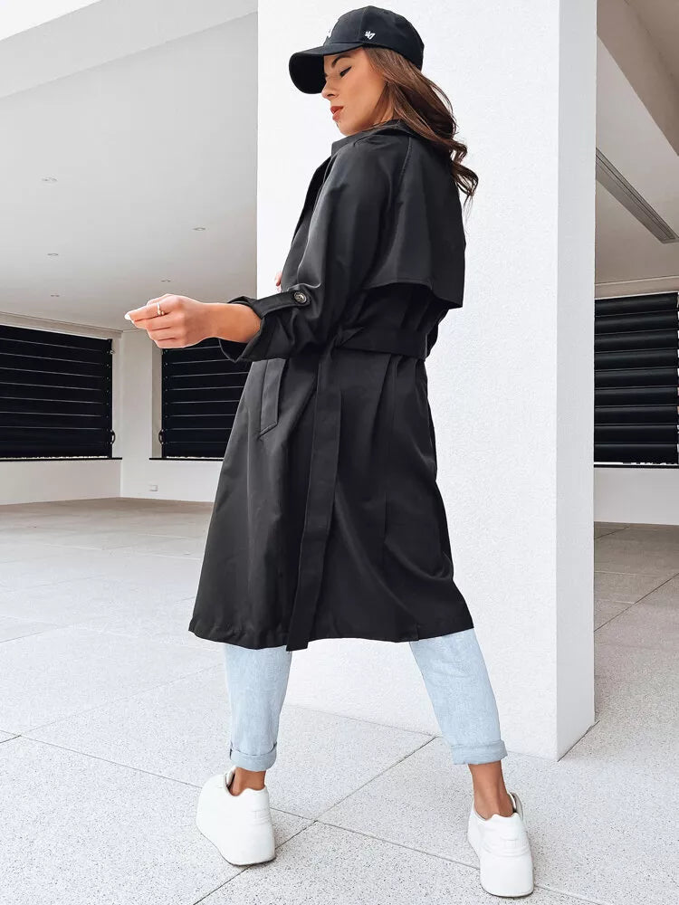 Juodas moteriškas plonas paltas Binc