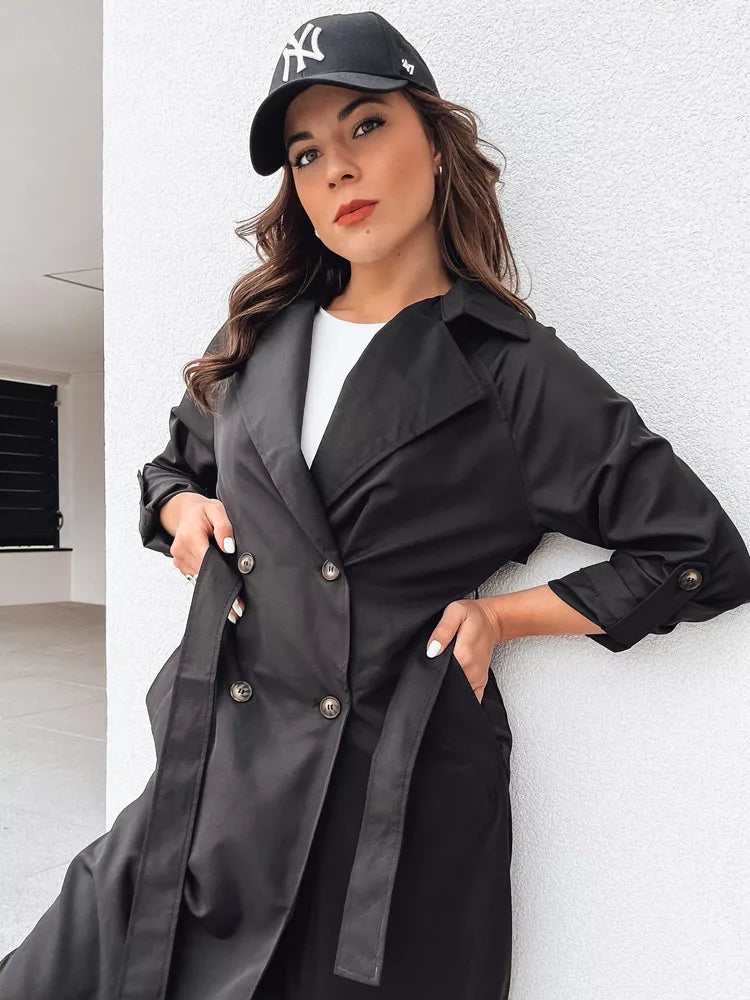 Juodas moteriškas plonas paltas Binc