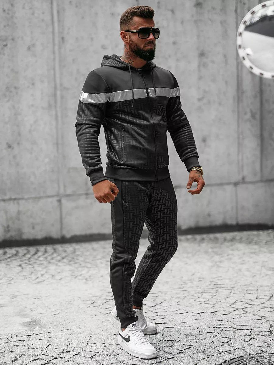 Juodas vyriškas komplektas su gobtuvu Elers