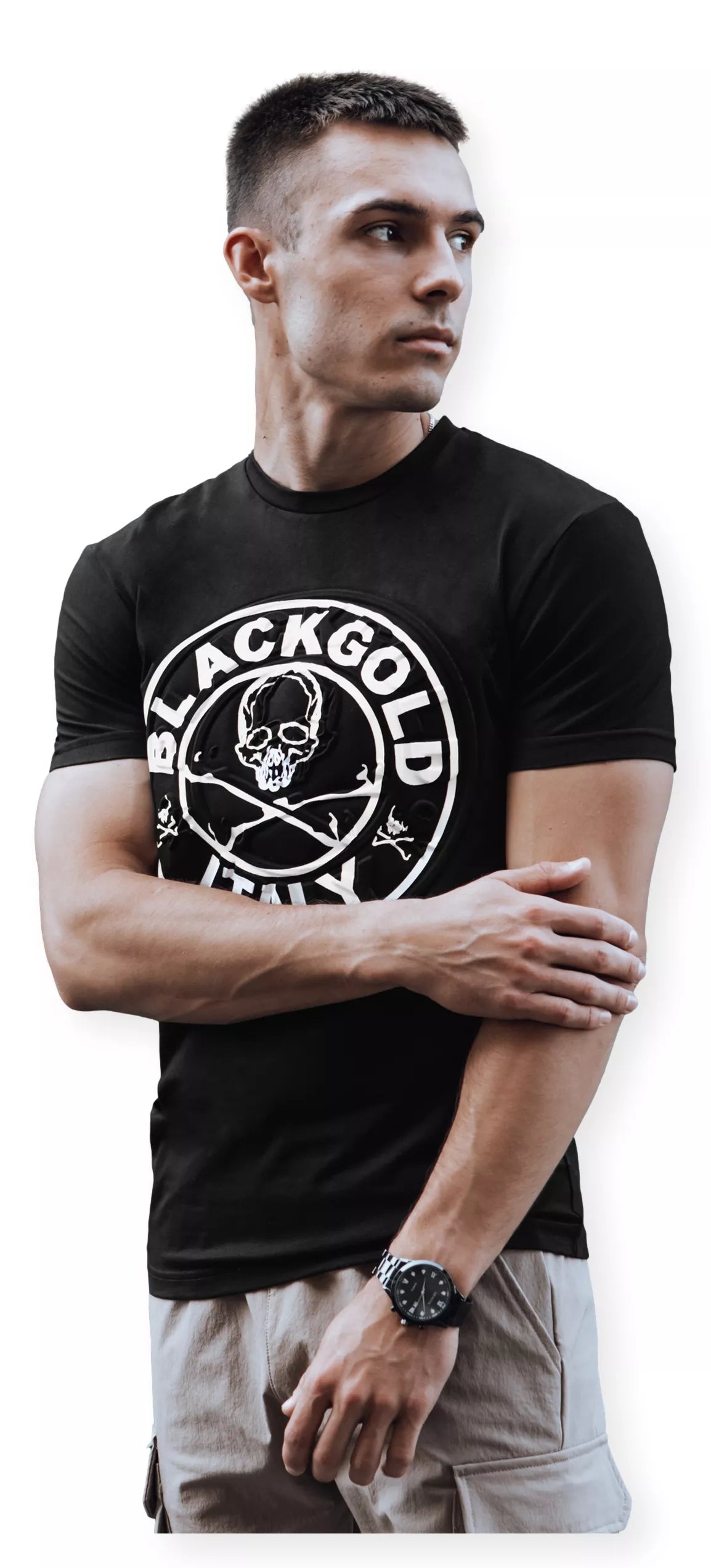 Juodi vyriški marškinėliai su spauda Blackgold