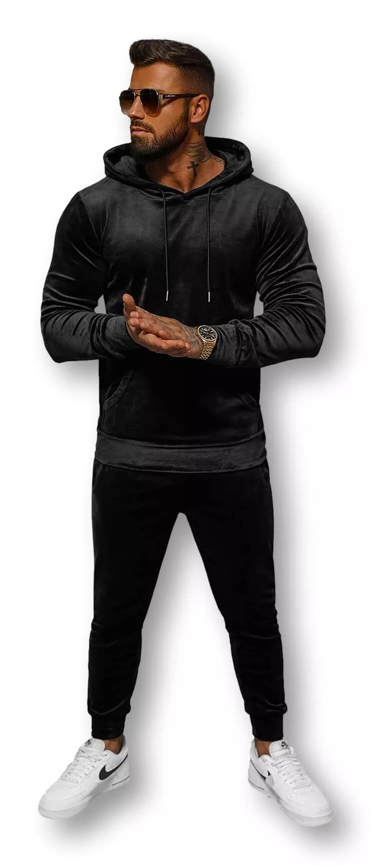 Juodas vyriškas veliūrinis komplektas Rolos