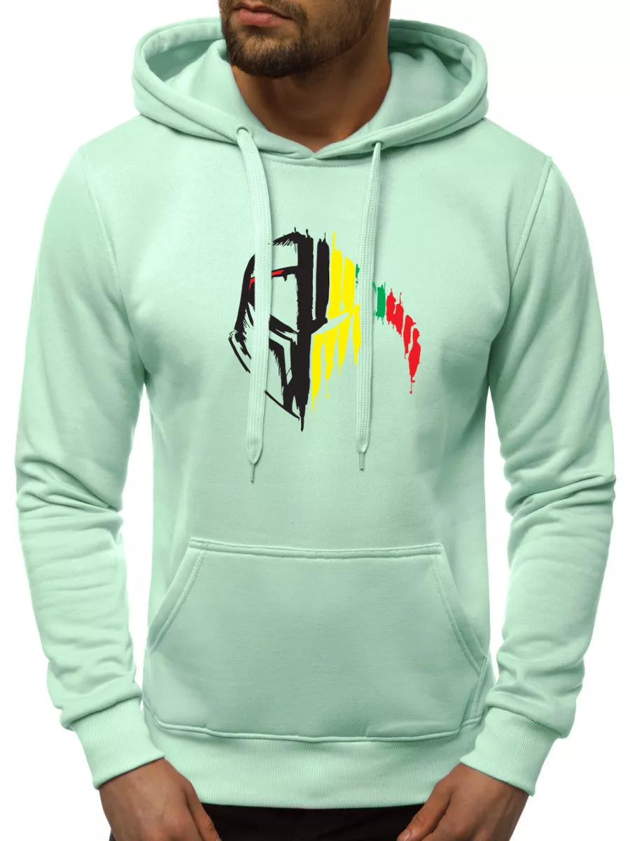 Mėtinės spalvos vyriškas džemperis su gobtuvu Riteris