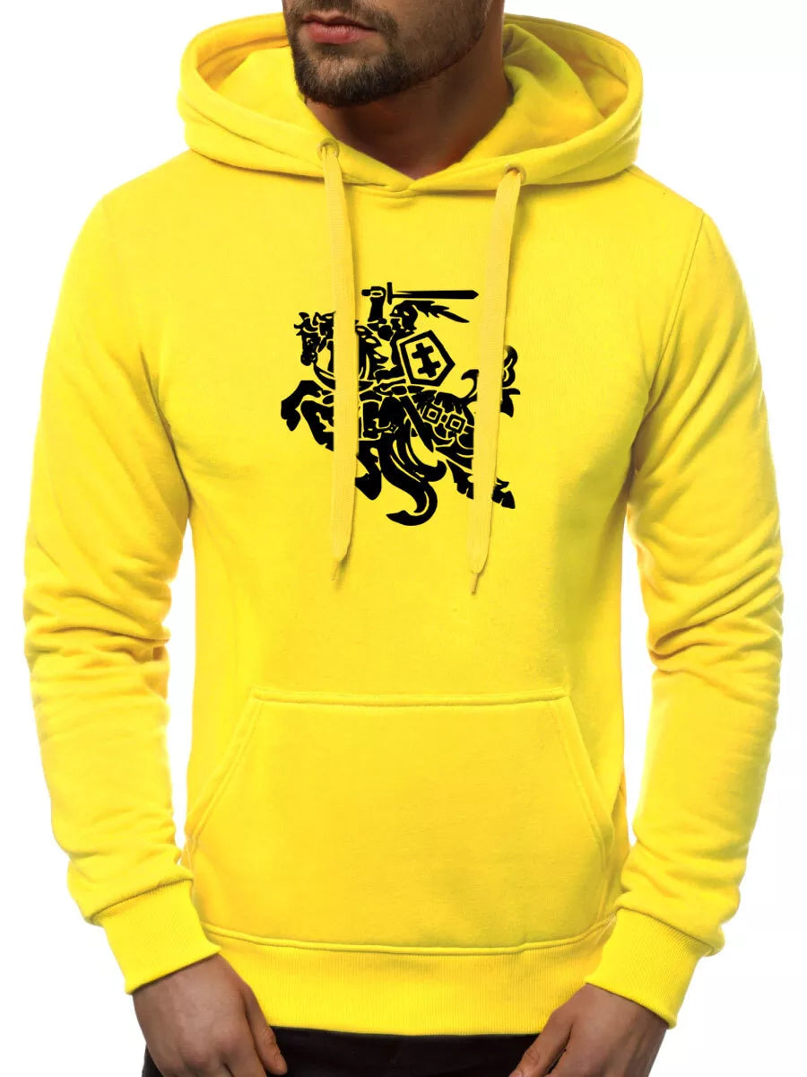 Neoninis geltonas vyriškas džemperis su gobtuvu Vytis