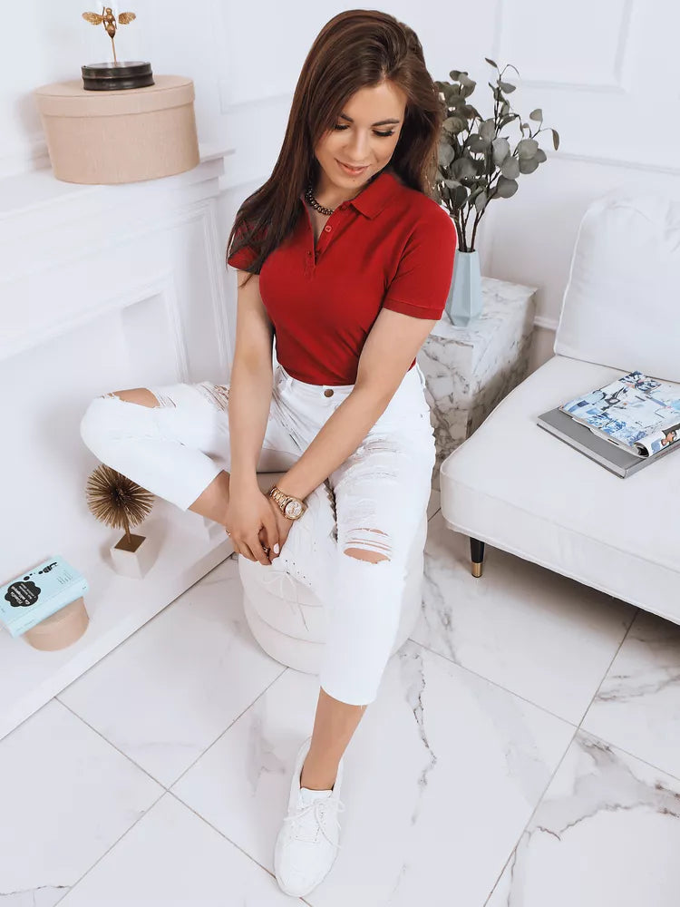 Raudoni moteriški marškinėliai Audrey