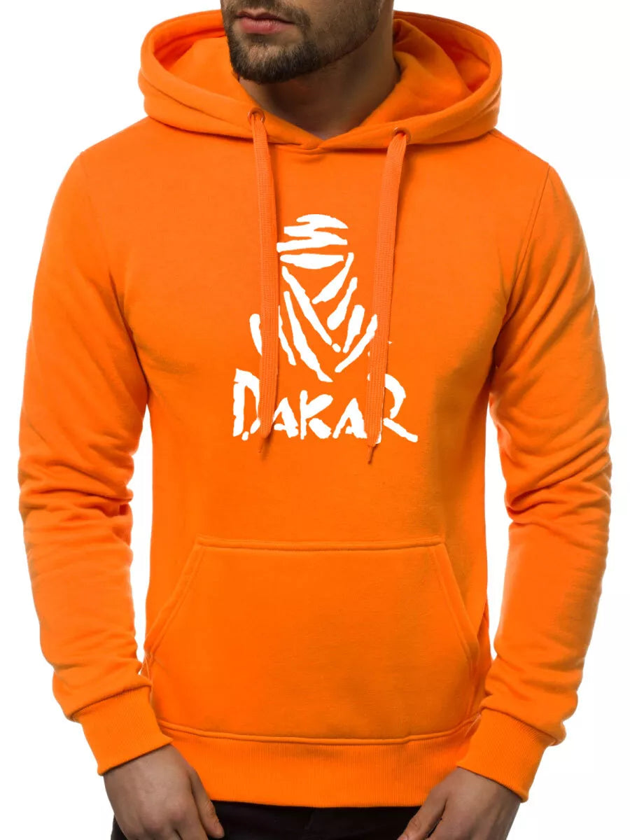 Oranžinis/baltas vyriškas džemperis su gobtuvu Dakar