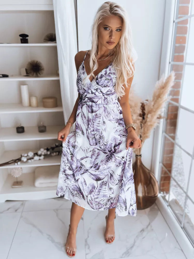 Balta moteriška suknelė violetinėmis gėlėmis Ladybird