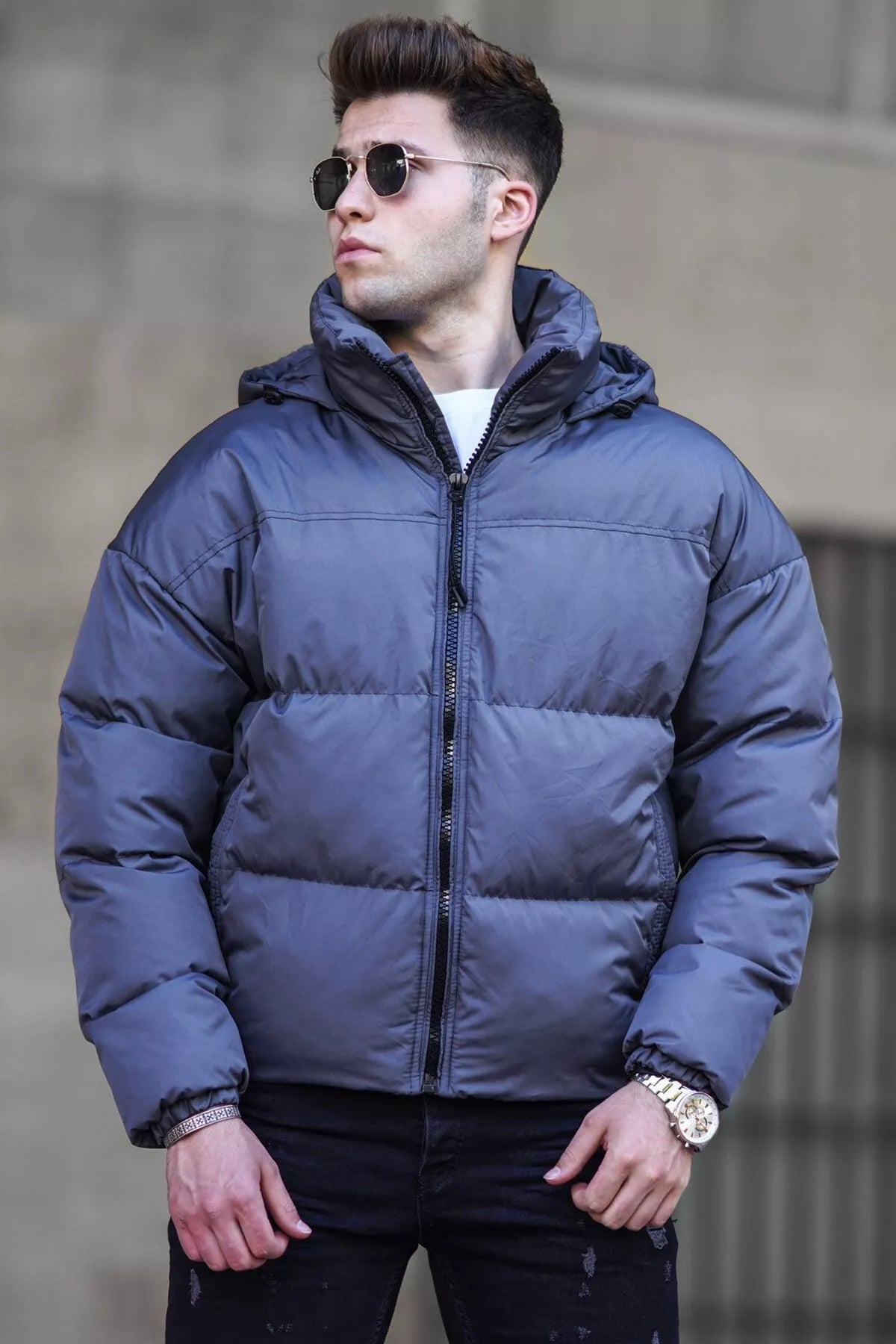 Pilka vyriška striukė su gobtuvu Jack