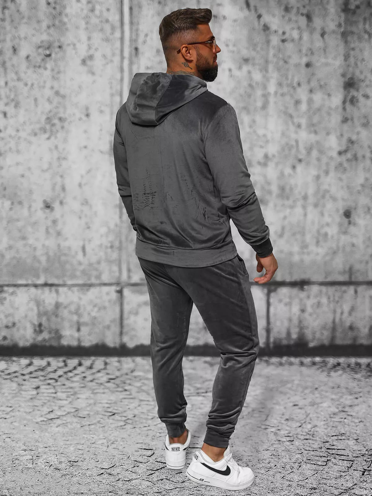 Pilkas vyriškas veliūrinis komplektas Style