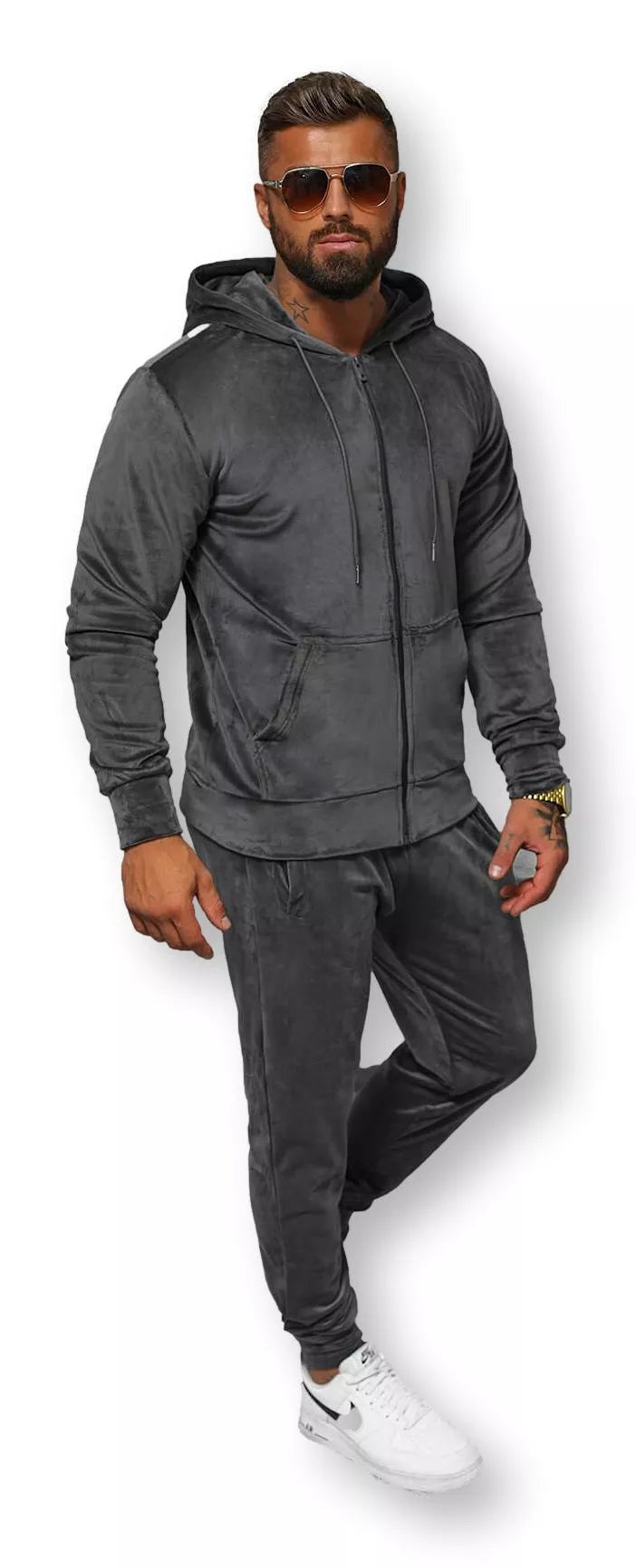 Pilkas vyriškas veliūrinis komplektas Silk