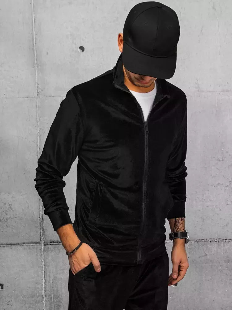 Vyriškas juodas veliūrinis džemperis Onil