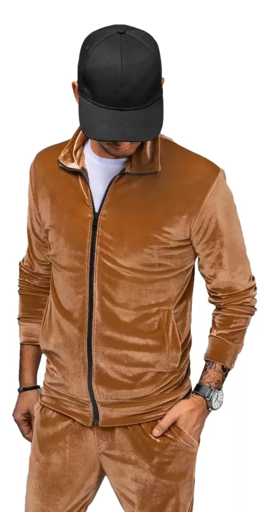 Vyriškas rudas veliūrinis džemperis Onil