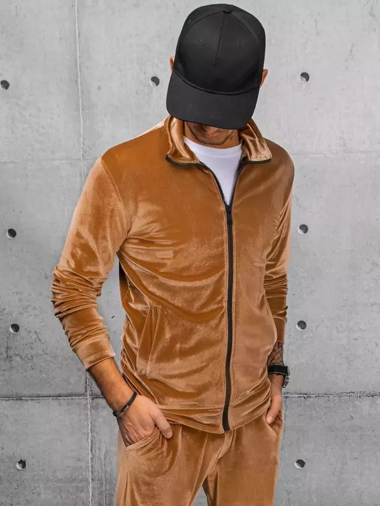 Vyriškas rudas veliūrinis džemperis Onil