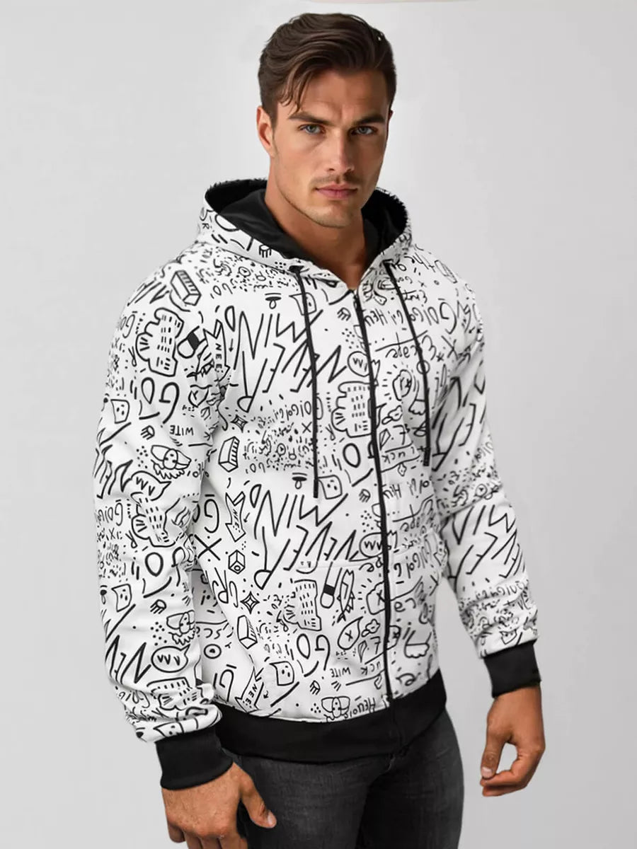 Baltos spalvos džemperis su gobtuvu Mind