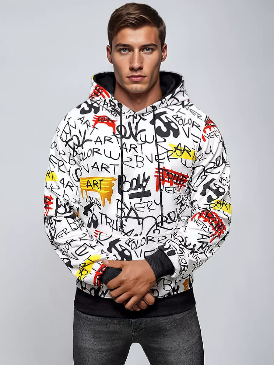 Vyriškas baltas džemperis su gobtuvu