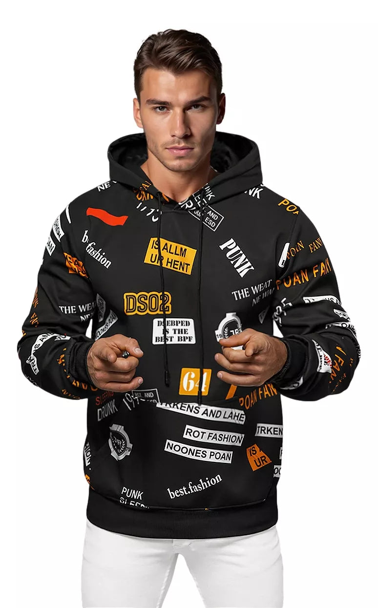 Vyriškas juodas džemperis su gobtuvu Rot Fashion