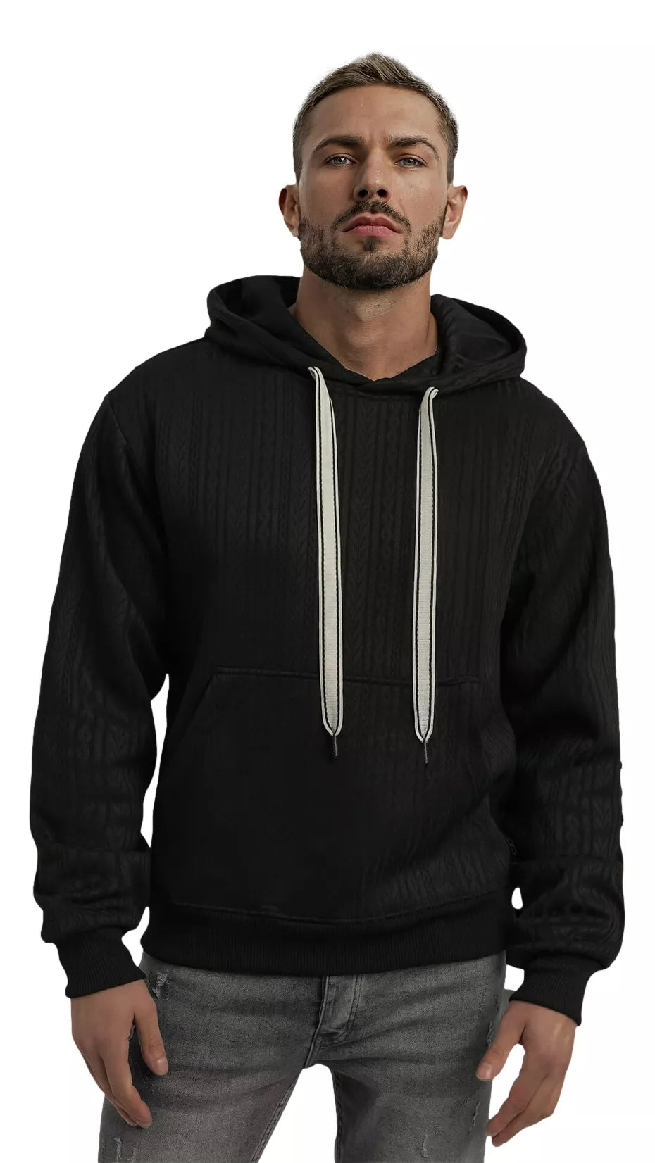 Vyriškas juodas džemperis su gobtuvu Race