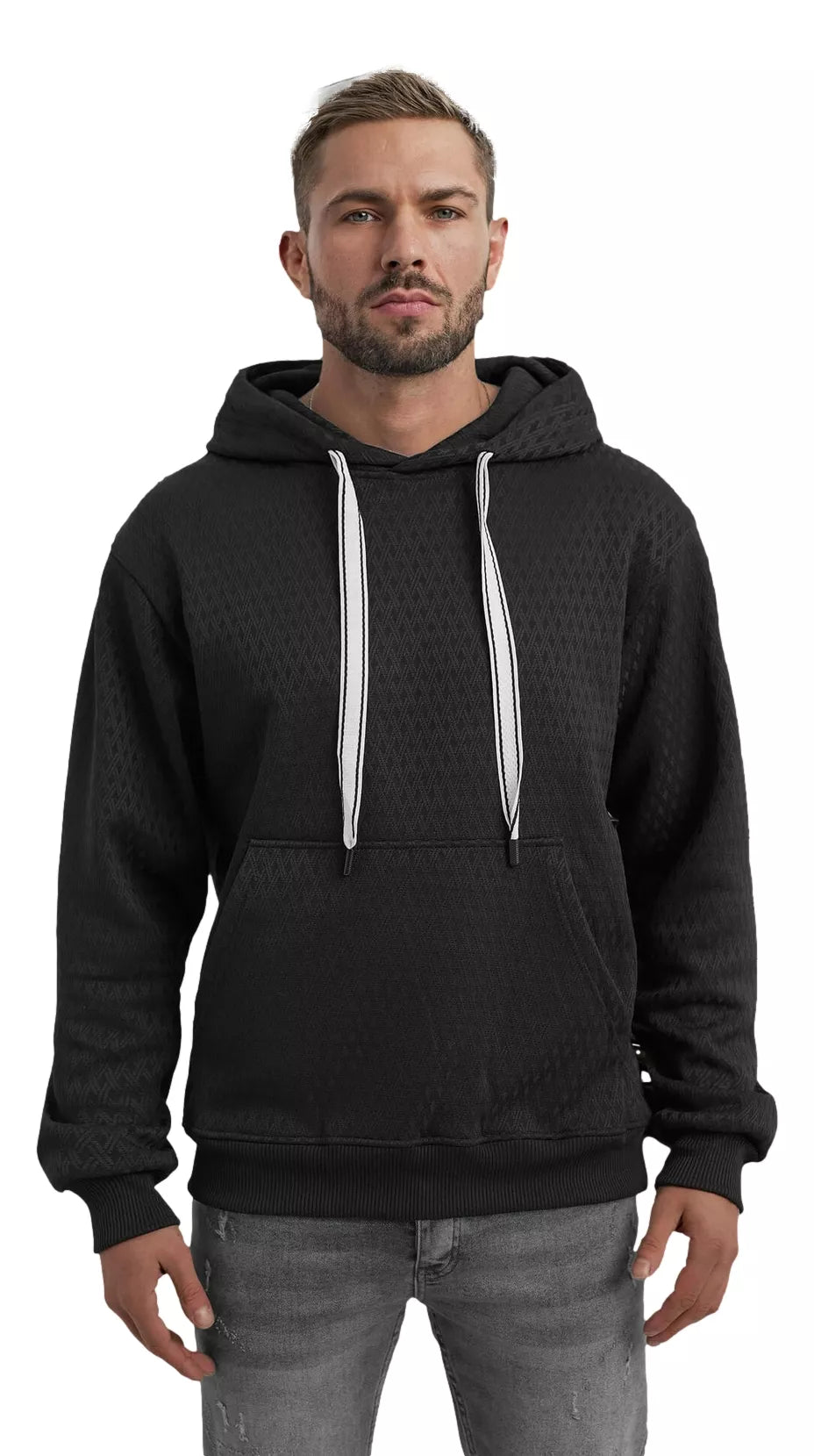 Vyriškas juodas džemperis su gobtuvu Carla