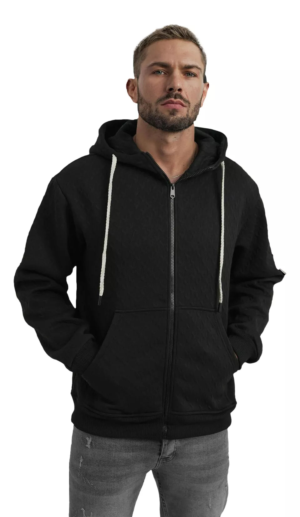 Vyriškas juodas džemperis su gobtuvu Sport