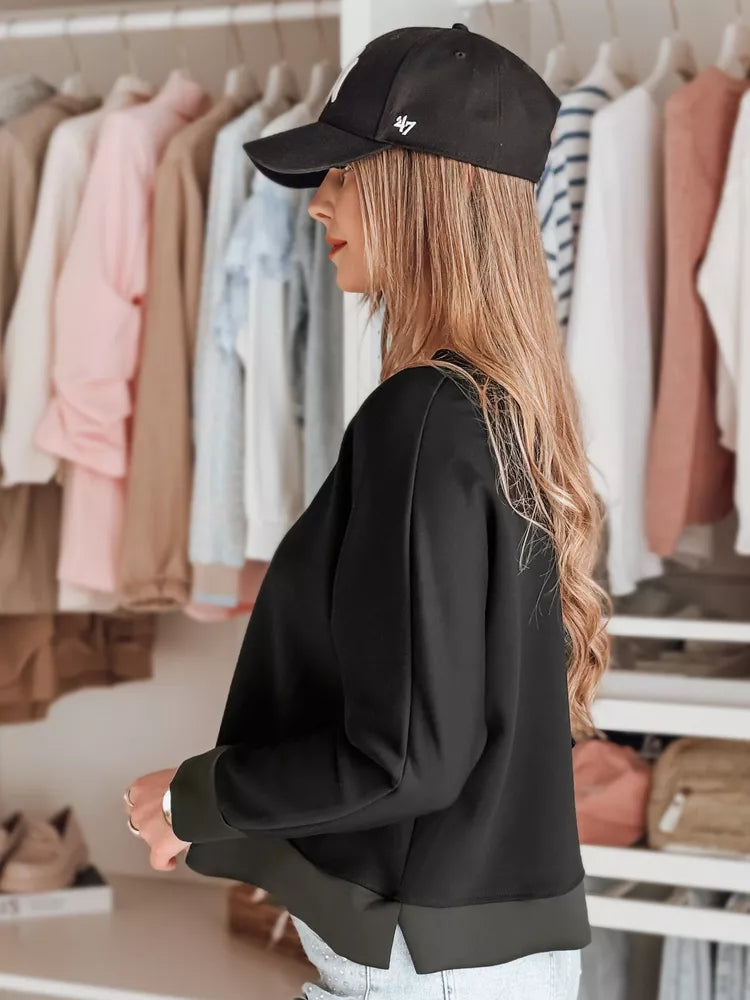 Moteriška juoda palaidinė su pakabuku Nubiss