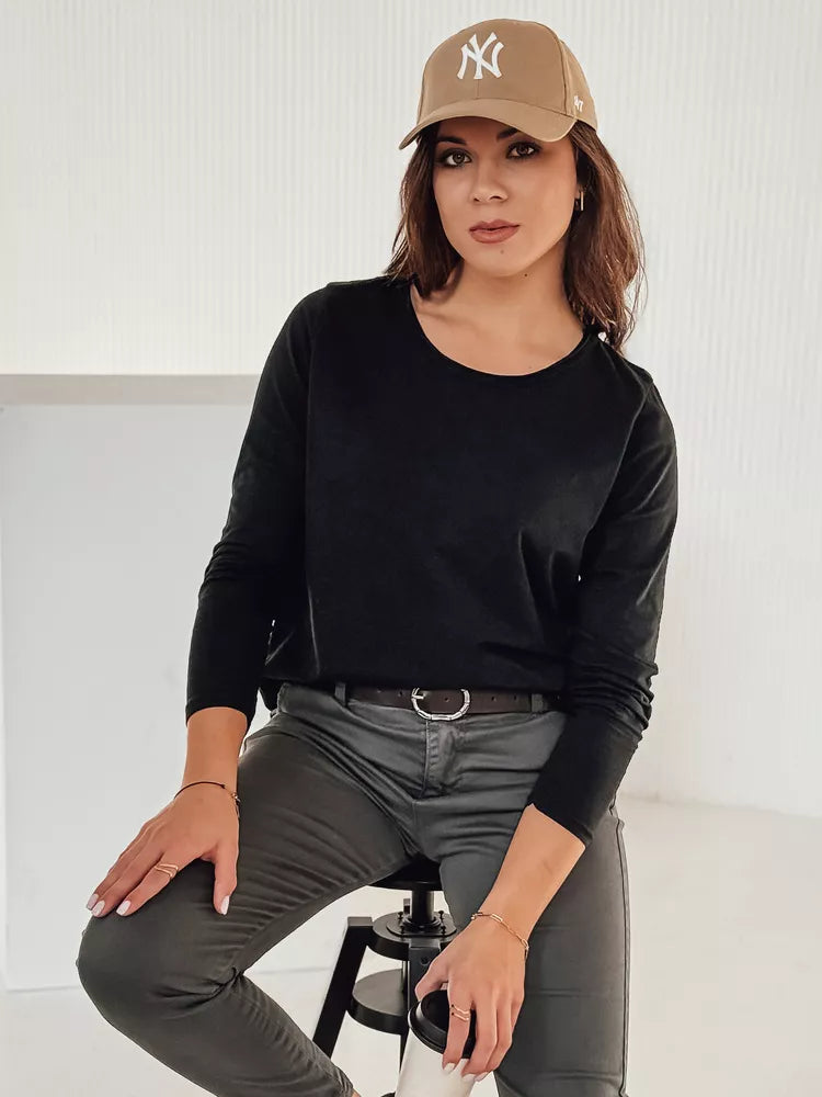 Moteriška juoda palaidinė su pakabuku Minimoda