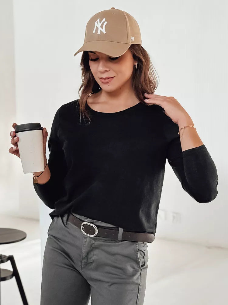 Moteriška juoda palaidinė su pakabuku Minimoda