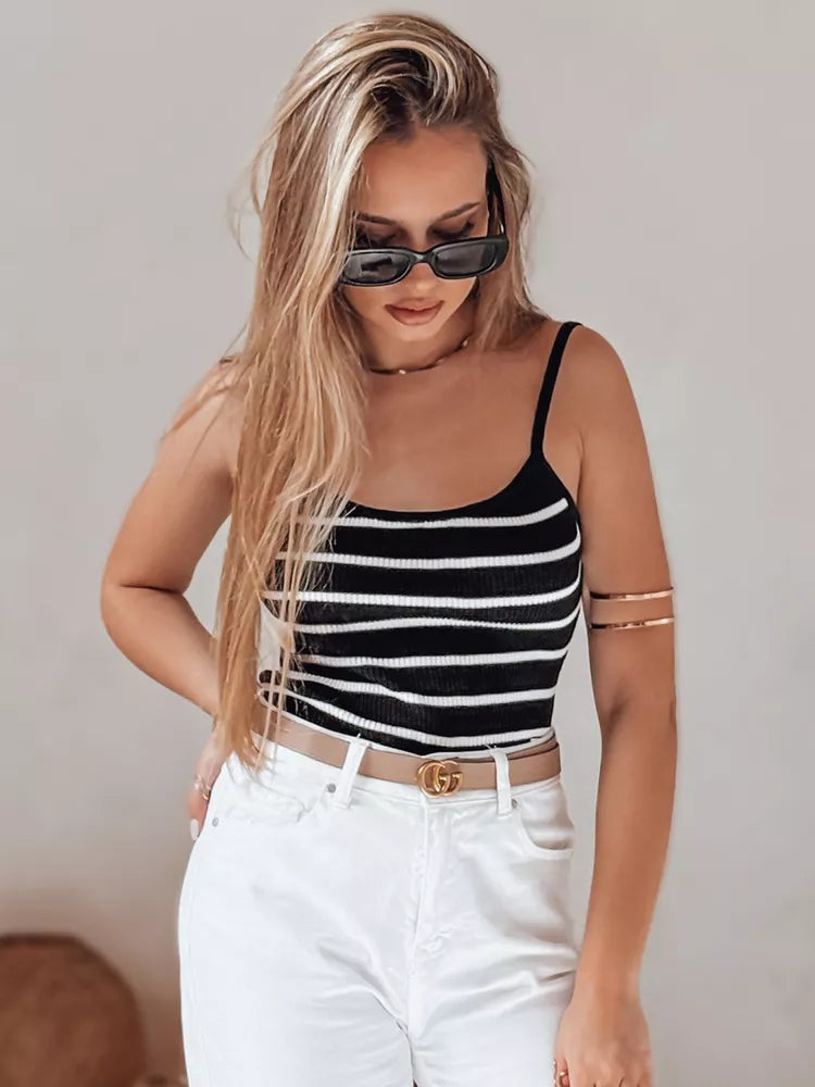 Moteriška juoda dryžuota glaustinukė Strip