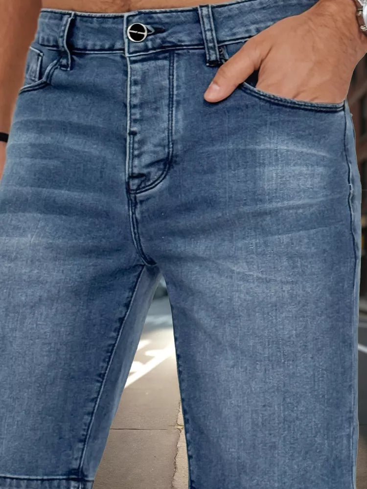 Vyriški mėlynos spalvos trumpi džinsiniai šortai Džin