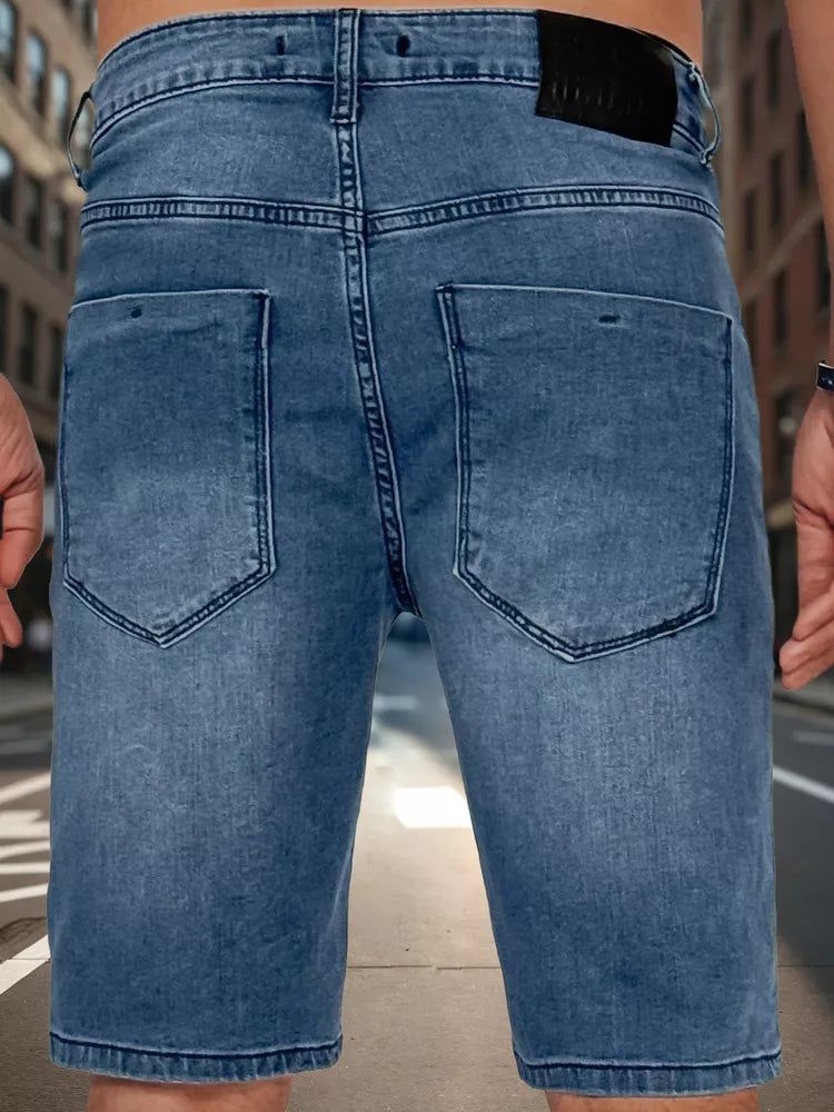 Vyriški mėlynos spalvos trumpi džinsiniai šortai Džin