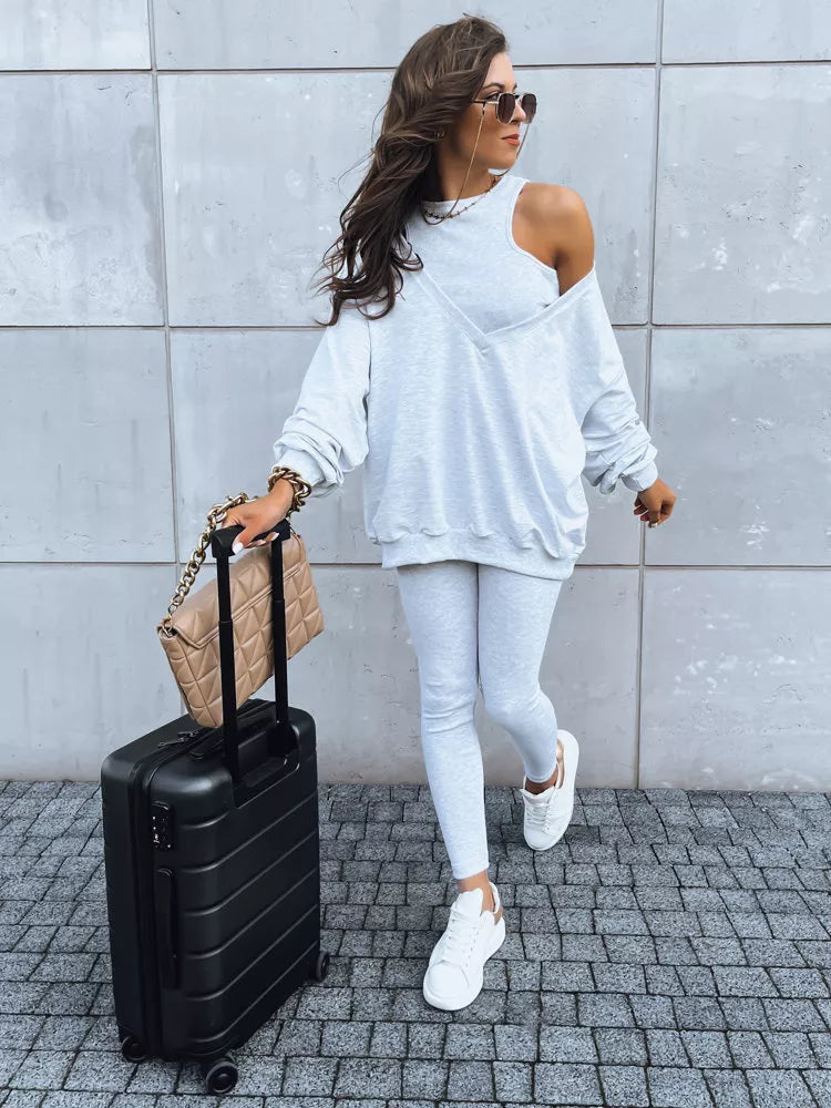 Trijų dalių moteriškas šviesiai pilkas komplektas Astral