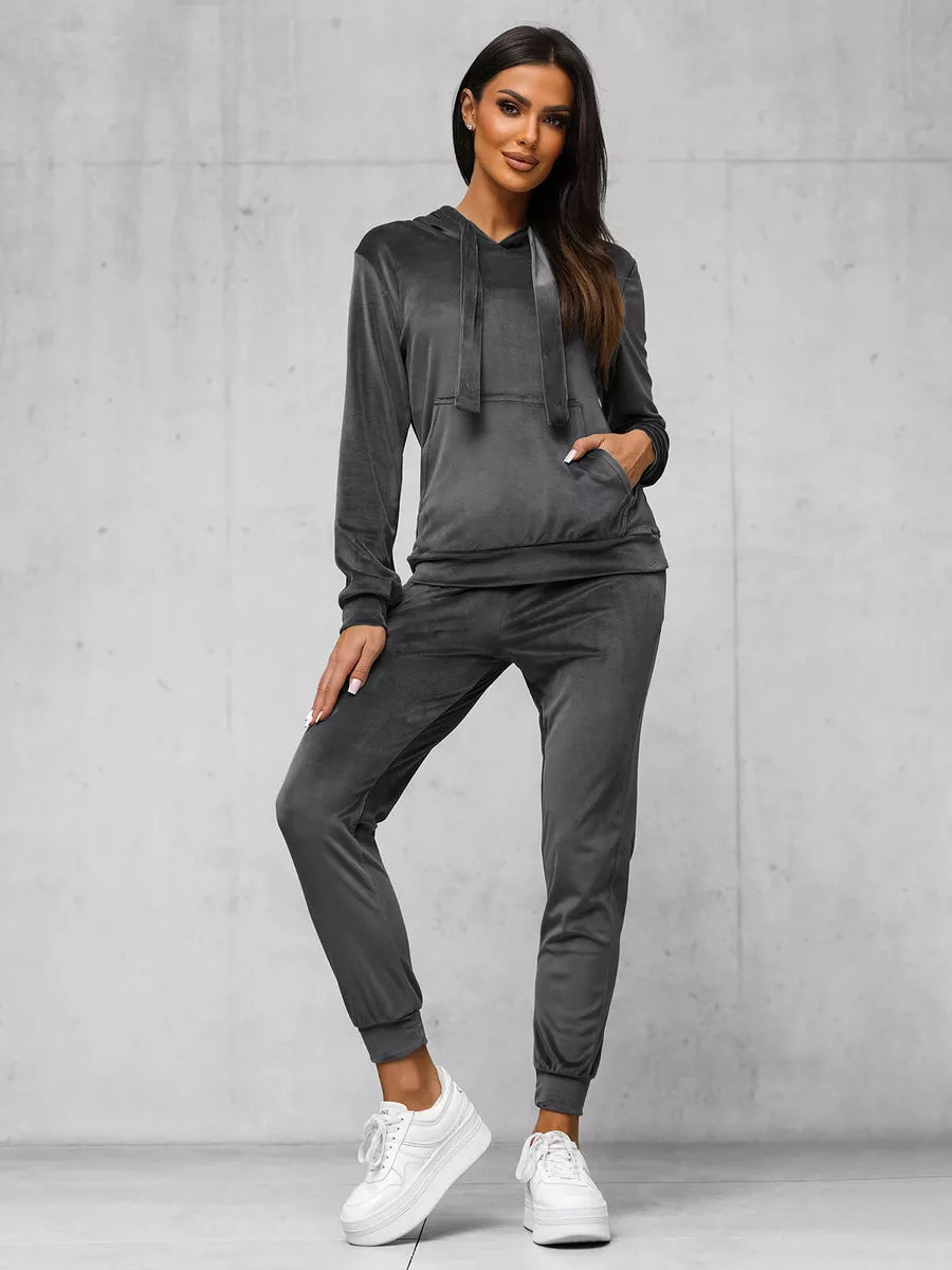 Moteriškas tamsiai pilkas veliūrinis komplektas Merlin