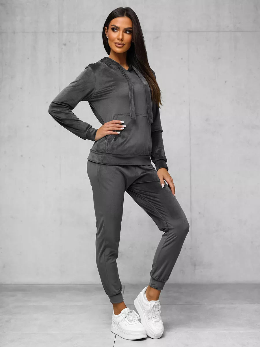 Moteriškas tamsiai pilkas veliūrinis komplektas Merlin