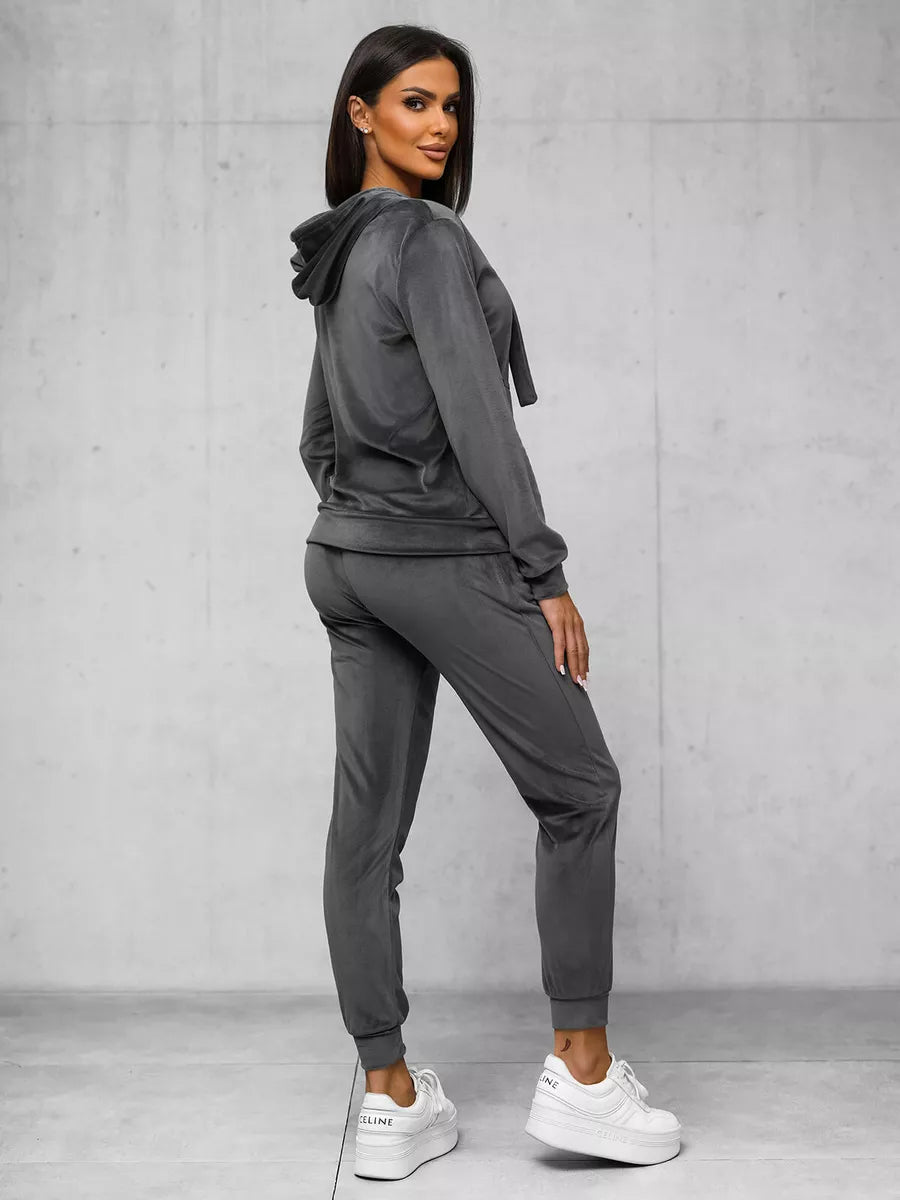 Moteriškas tamsiai pilkas veliūrinis komplektas Merlin