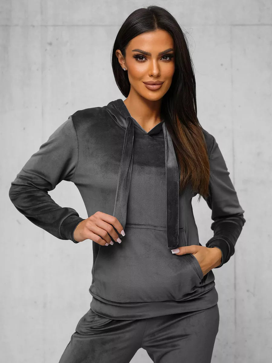 Moteriškas tamsiai pilkas veliūrinis komplektas Merlin