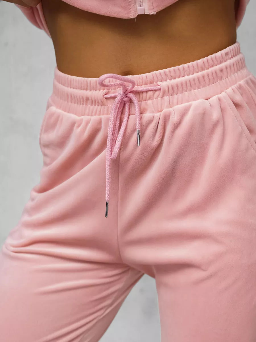 Moteriškas rožinis veliūrinis komplektas Rosita