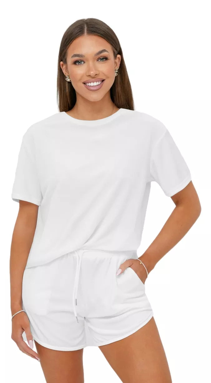 Moteriškas veliūrinis baltas komplektas Mona