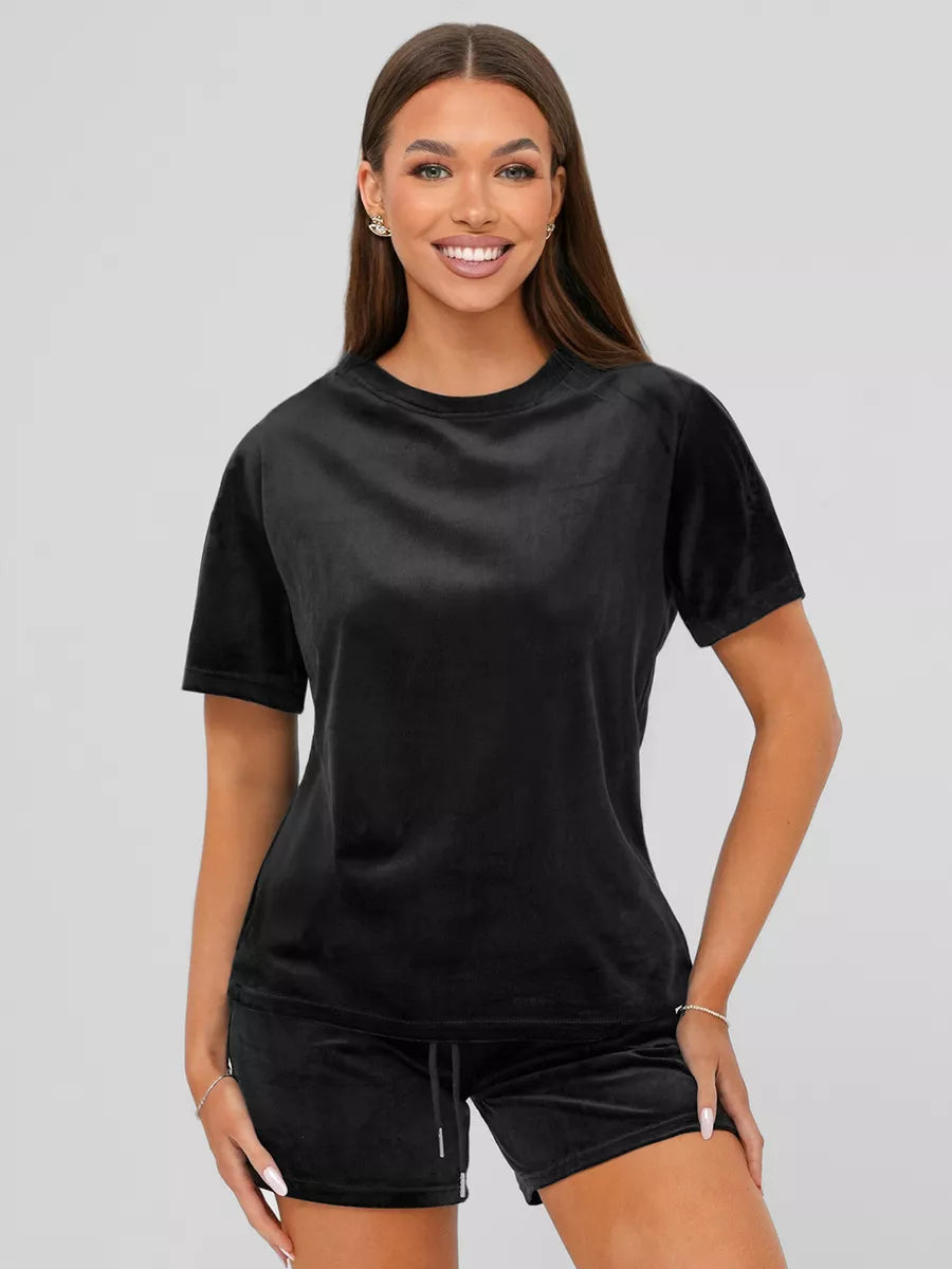 Moteriškas veliūrinis juodas komplektas Stel