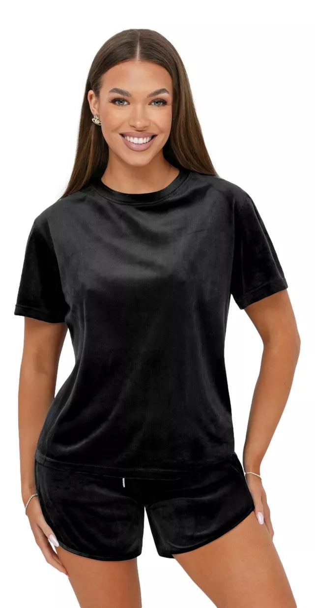 Moteriškas veliūrinis juodas komplektas Mona