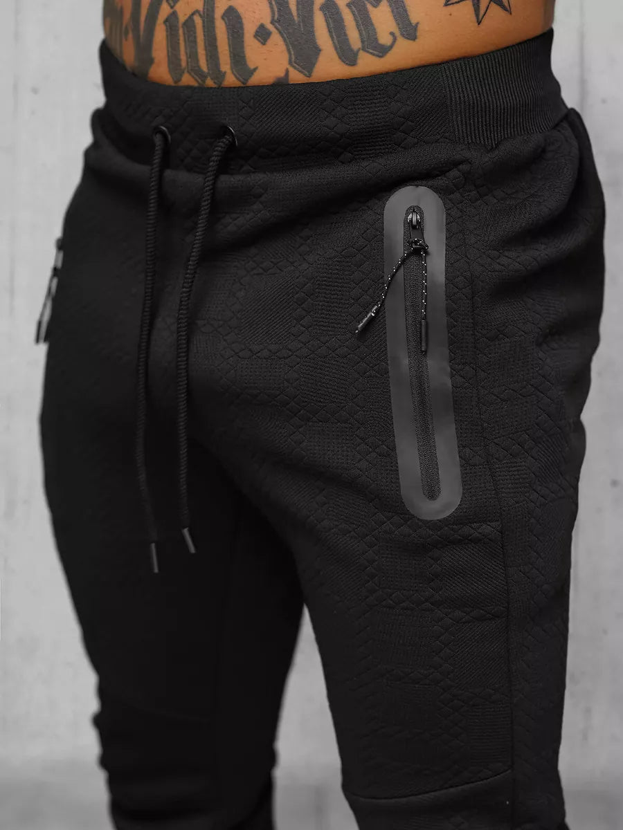 Vyriškas juodas sportinis komplektas su gobtuvu Adam