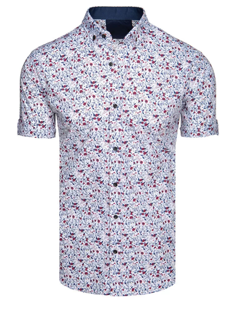 Vyriški baltos spalvos trumpomis rankovėmis marškiniai Ty