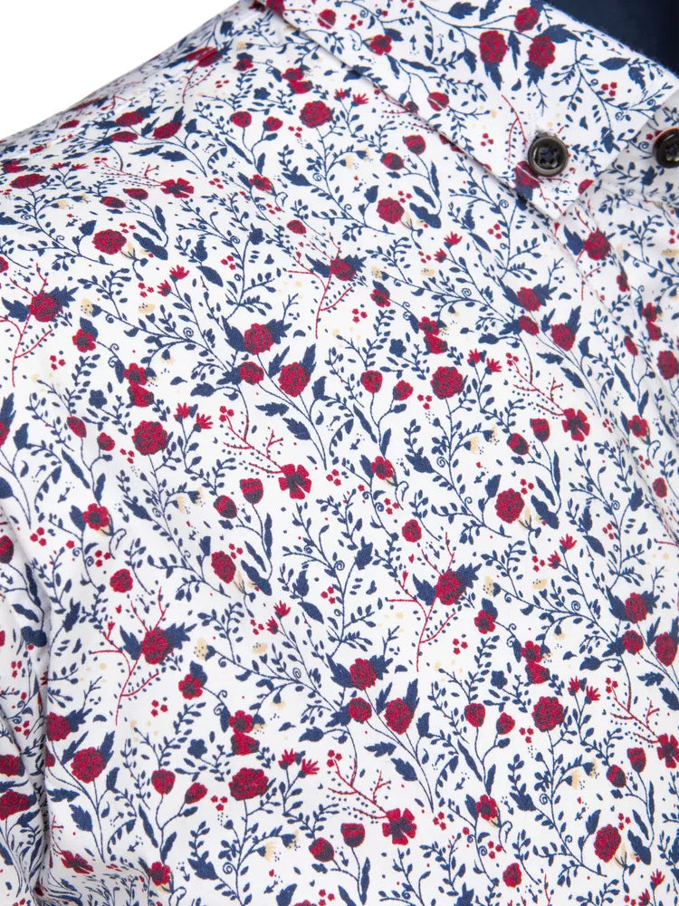 Vyriški baltos spalvos trumpomis rankovėmis marškiniai Ty