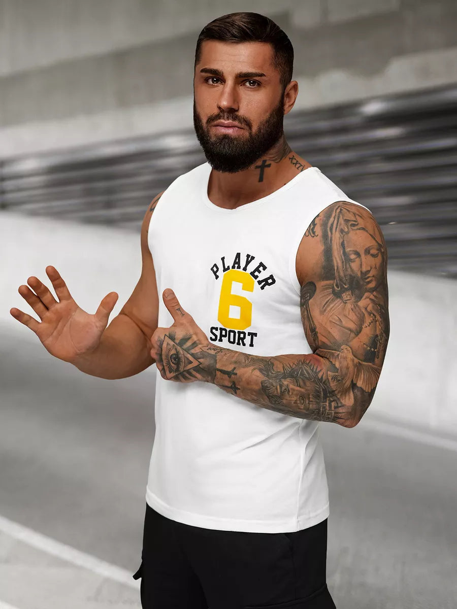 Balti vyriški marškinėliai be rankovių Sport