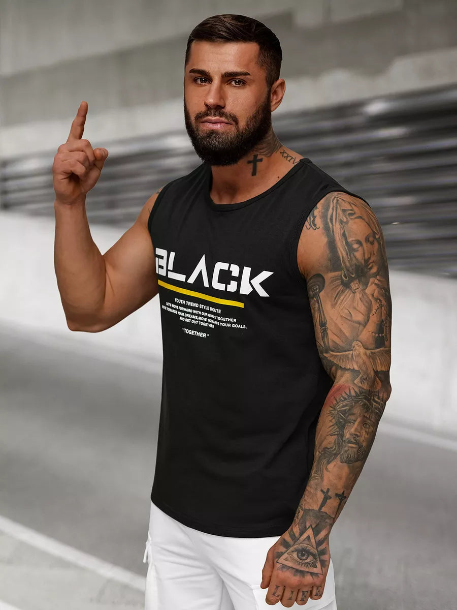 Juodos spalvos vyriški marškinėliai be rankovių Black