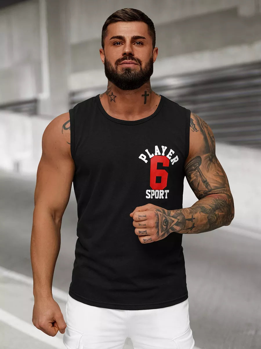 Juodi vyriški marškinėliai be rankovių Sport