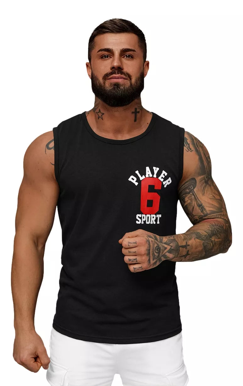 Juodi vyriški marškinėliai be rankovių Sport