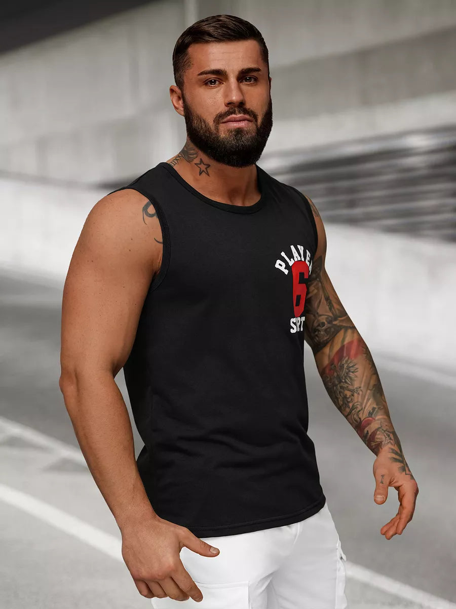 Juodi vyriški marškinėliai be rankovių Sport