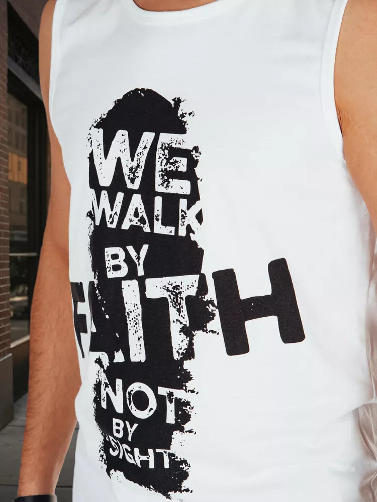 Vyriški balti marškinėliai be rankovių Faith
