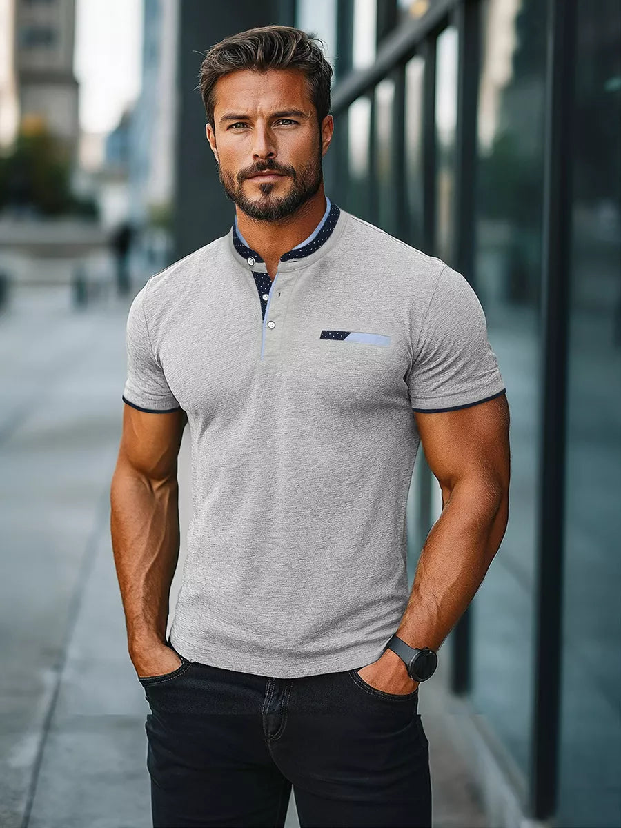 Vyriški pilki polo marškinėliai Novin