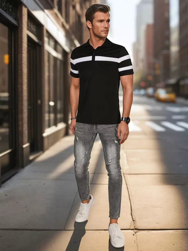 Vyriški juodi polo marškinėliai Lima