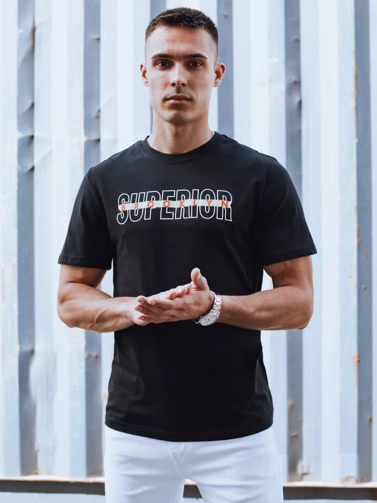 Vyriški juodi marškinėliai su užrašu Superior